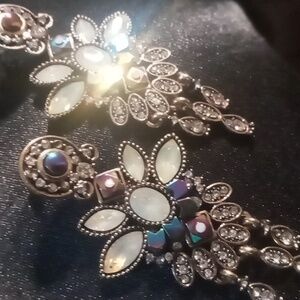 Eye candy opalescent mid length dangle earrings